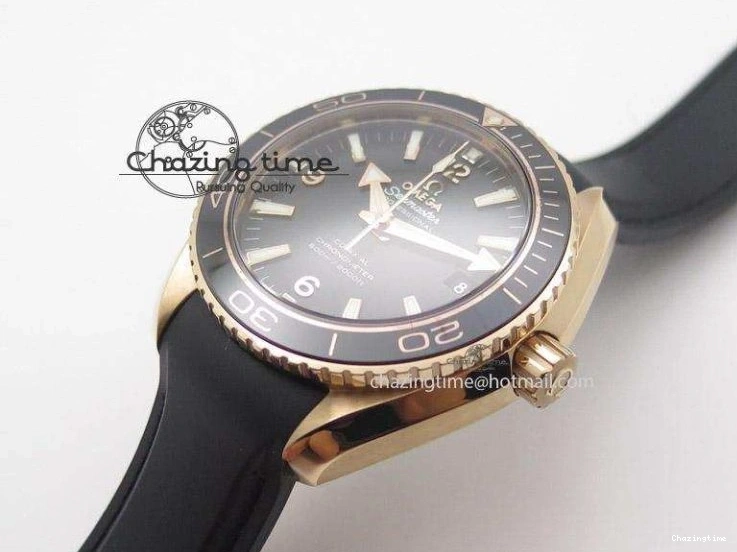 0418 Planet Ocean Professional Rose Gold Liquid Metal V6F 42mm On Black Rubber Strap A Vibrant 8266